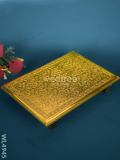 Wooden Manai with Brass Finish - 18 x 12 inch - WL4945