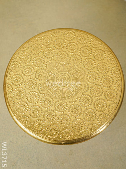Wooden Round Stool with Brass Fitted - 10 inch - WL3715