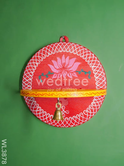 Wooden Round Wall Hanging Diya Stand - WL3878