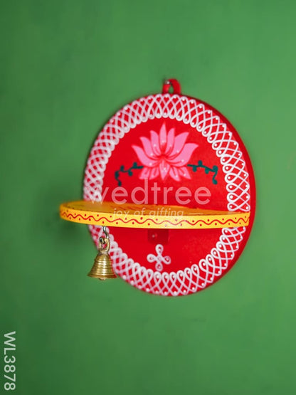 Wooden Round Wall Hanging Diya Stand - WL3878