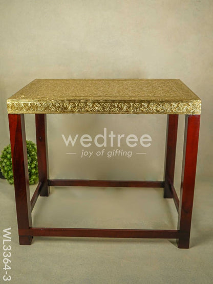 Wooden Stool with Brass Fitted Top - 20.5 inch - WL3364-3