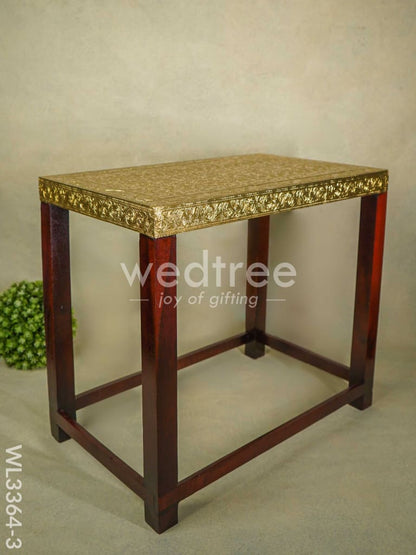 Wooden Stool with Brass Fitted Top - 20.5 inch - WL3364-3