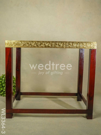 Wooden Stool with Brass Fitted Top - 20.5 inch - WL3364-3