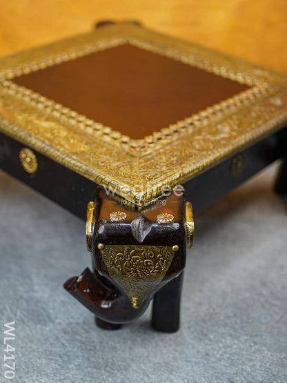 Wooden Stool with Elephant Stands (15 x 15) - WL4170