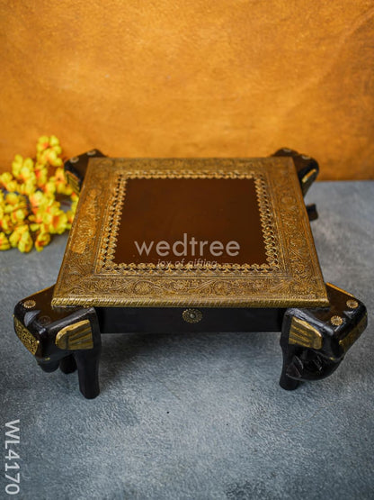 Wooden Stool with Elephant Stands (15 x 15) - WL4170