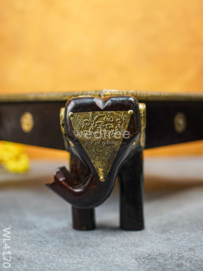 Wooden Stool with Elephant Stands (15 x 15) - WL4170