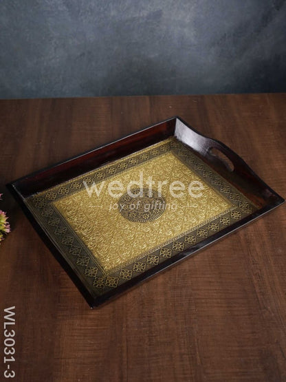 Wooden Tray with Brass Fitting - WL3031