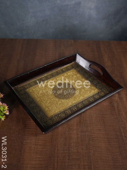 Wooden Tray with Brass Fitting - WL3031
