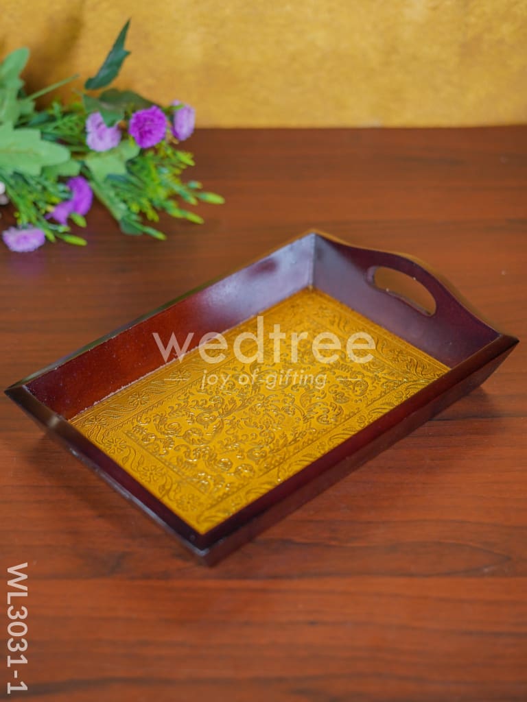 Wooden Tray with Brass Fitting - WL3031