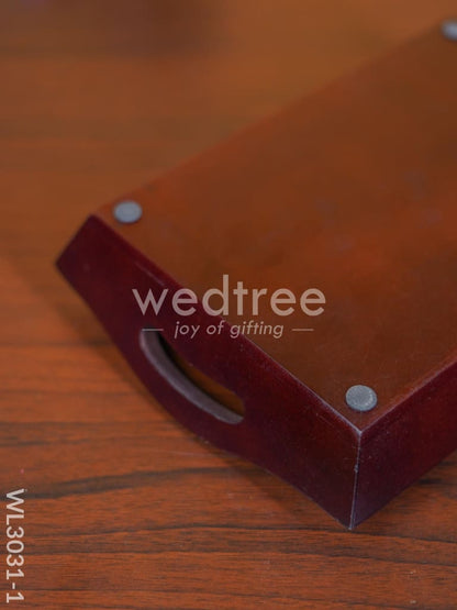 Wooden Tray with Brass Fitting - WL3031