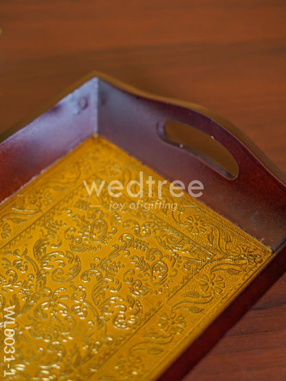 Wooden Tray with Brass Fitting - WL3031