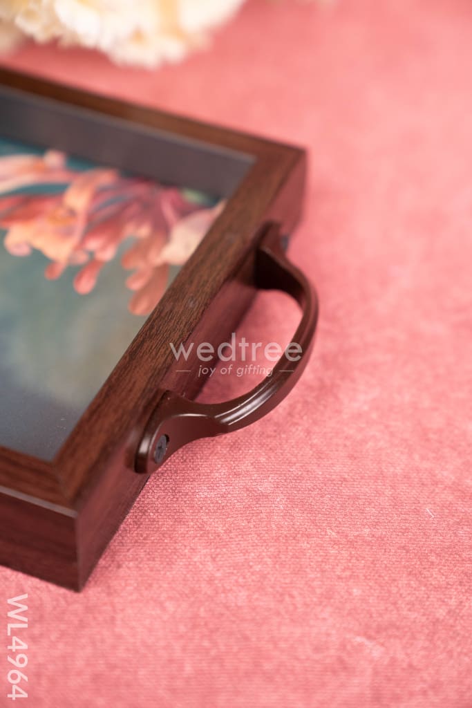 Wooden Tray with Flower Digital Print - WL4964
