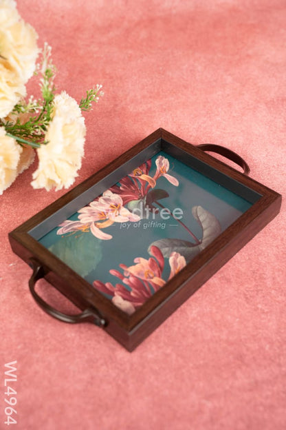 Wooden Tray with Flower Digital Print - WL4964