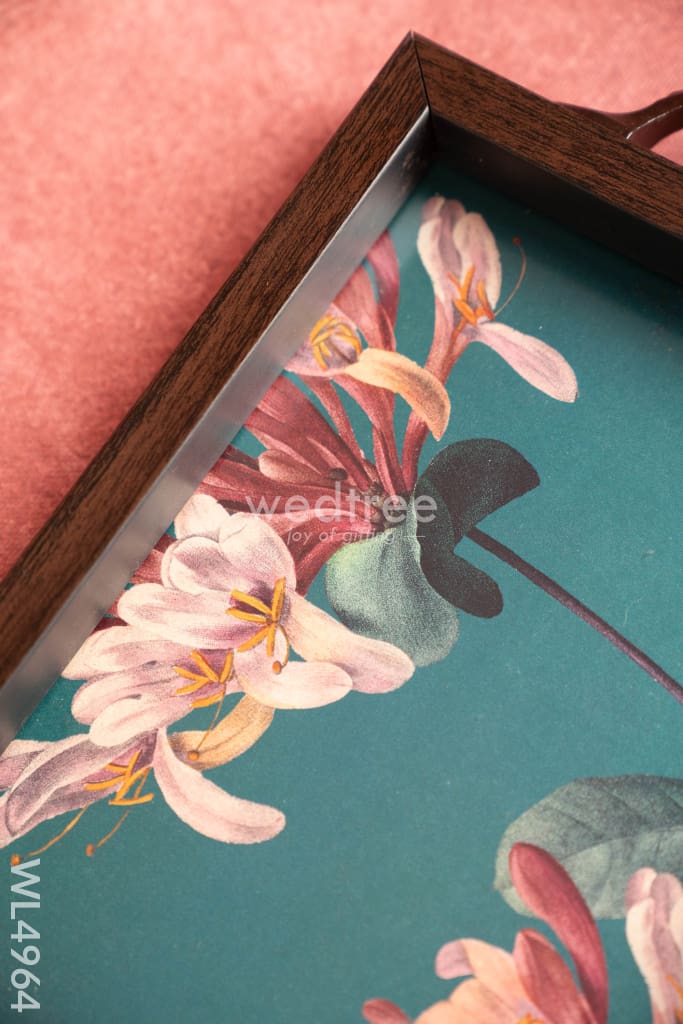 Wooden Tray with Flower Digital Print - WL4964