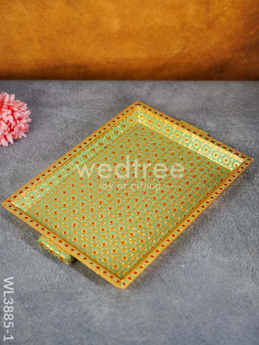 Wooden Tray with Meenakari Design - WL3885