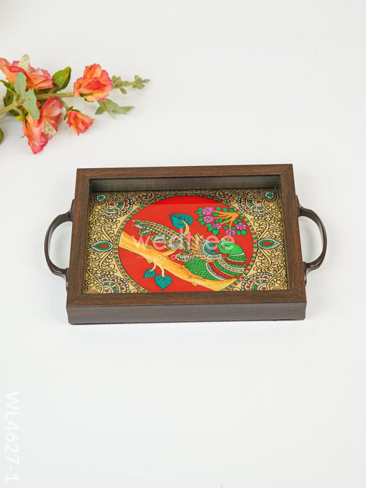 Wooden Tray with Reverse Acrylic Painting - WL4627