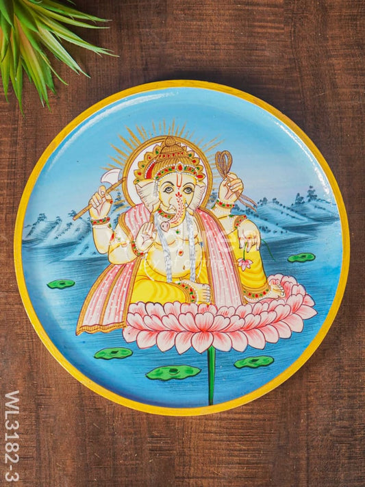 Wooden Wall Hanging Frames Lotus Ganesha - 10 inch - WL3182-3