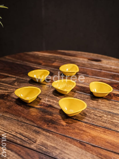 Yellow Metal Diya (Set of 6) - WL0042