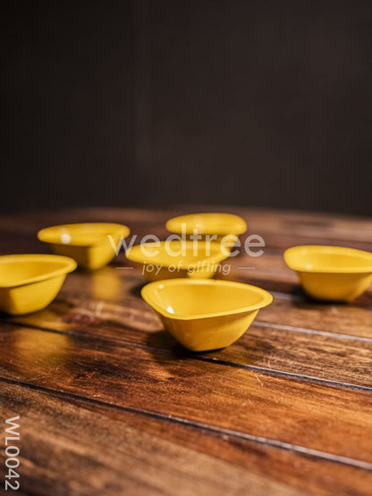 Yellow Metal Diya (Set of 6) - WL0042