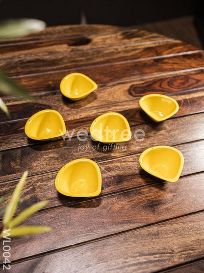 Yellow Metal Diya (Set of 6) - WL0042