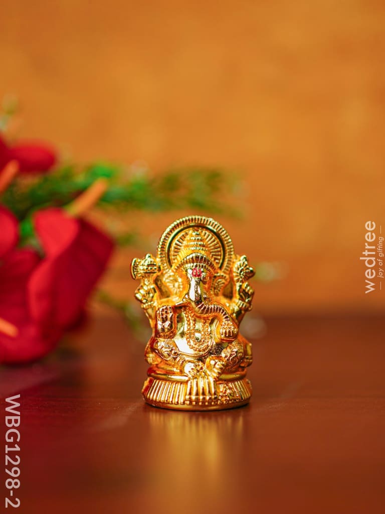 Zinc Alloy Ganesha Idol - Wbg1298 Gold Finish Divine Figurines