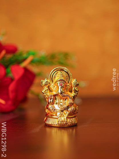 Zinc Alloy Ganesha Idol - Wbg1298 Gold Finish Divine Figurines