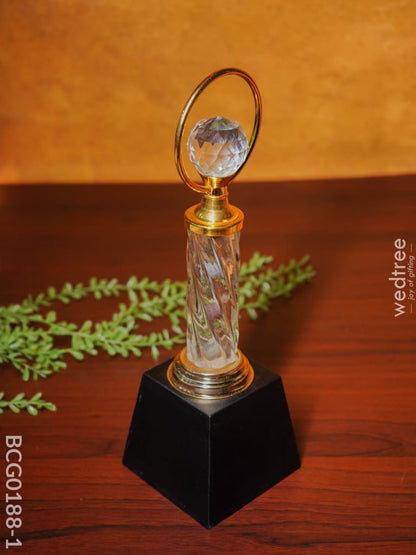 Crystal & Metal Trophy With Wooden Stand - Bcg0188 Branding
