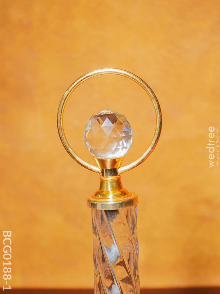 Crystal & Metal Trophy With Wooden Stand - Bcg0188 Branding